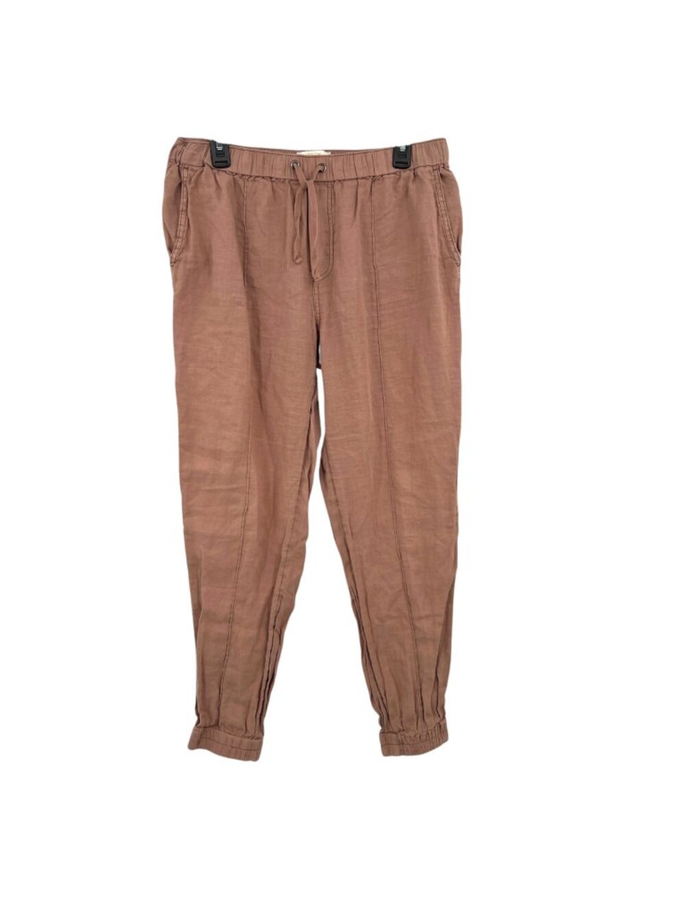 Cynthia Rowley Linen Jogger Pants Size Small Brown Dusty Rose Coastal Boho